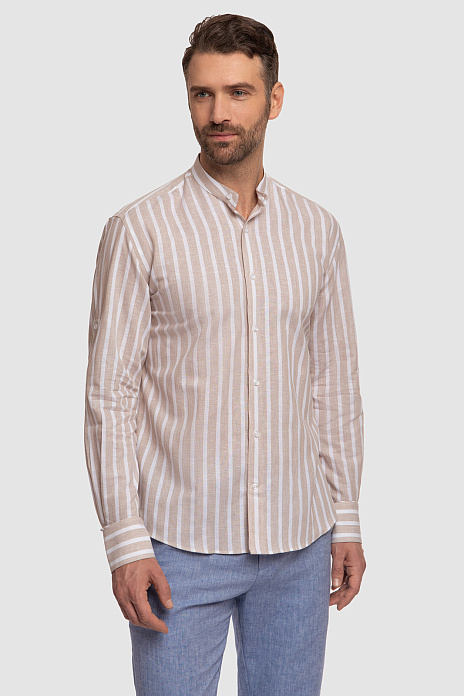 Сорочка из хлопка и льна, лимитированная коллекция, цвет Бежевый