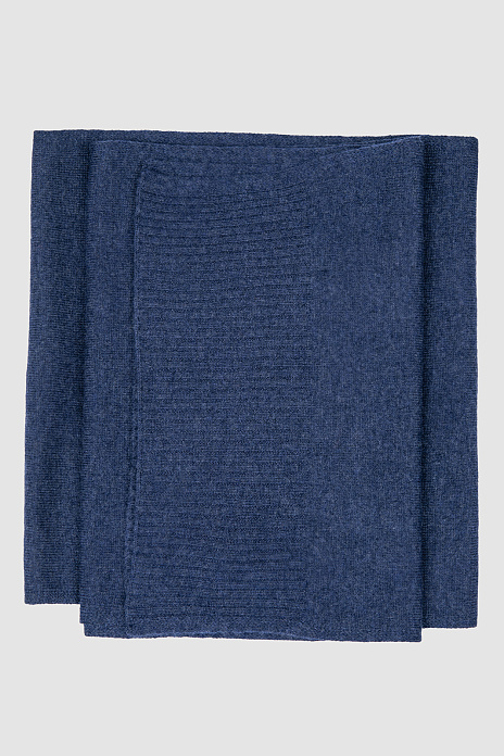 Шарф из шерсти и кашемира синего цвета, цвет Синий меланж