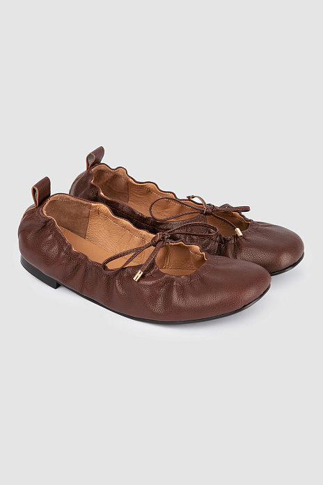 Балетки из натуральной кожи, цвет Коричневый