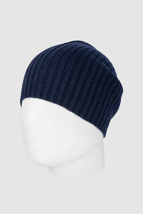 Шапка из шерсти и кашемира синего цвета, цвет Синий
