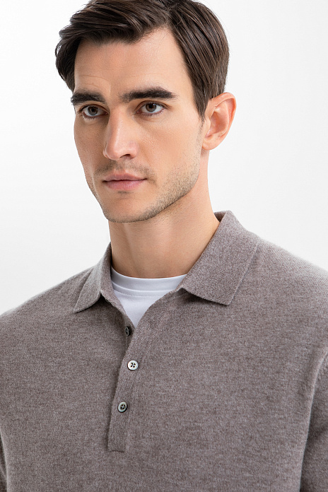 Джемпер поло из кашемира, лимитированная коллекция, цвет Мокко