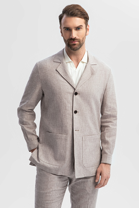 Пиджак изо льна и хлопка, цвет Бежевый