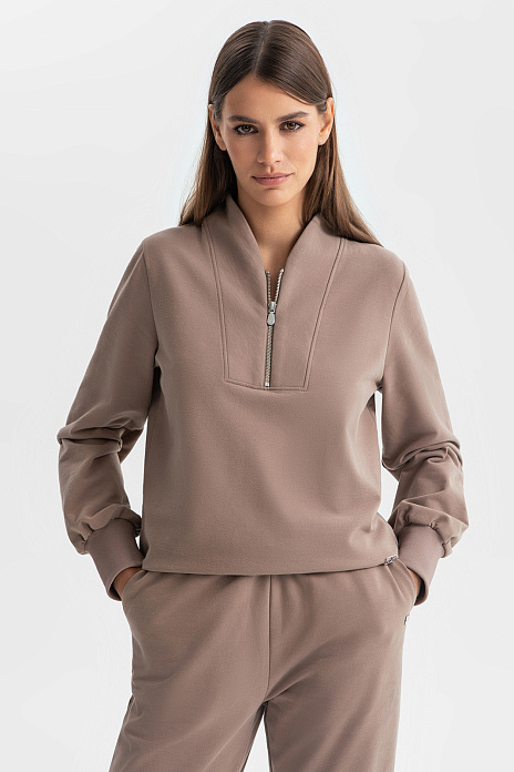 Толстовка из хлопка утепленная с начесом, цвет Мокко