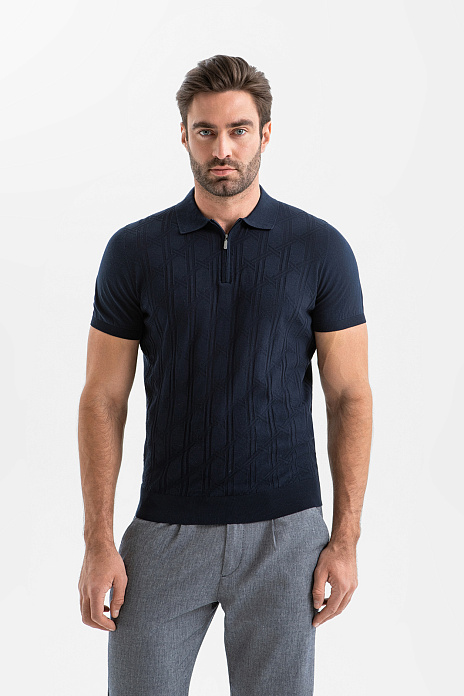 Поло из хлопка Пима, цвет Синий темный