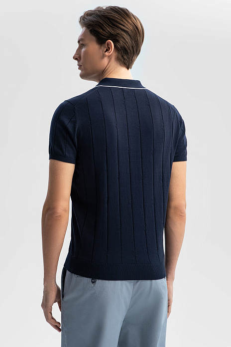 Поло из хлопка Пима, цвет Синий темный