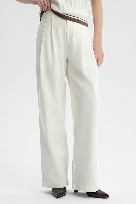 Брюки палаццо из тенсела и хлопка, цвет Белый