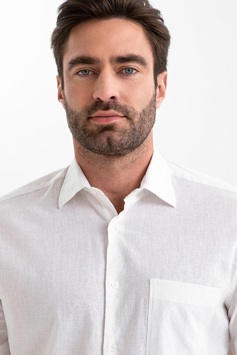 Сорочка с коротким рукавом изо льна и хлопка Carlo Bassetti (Италия), цвет Белый