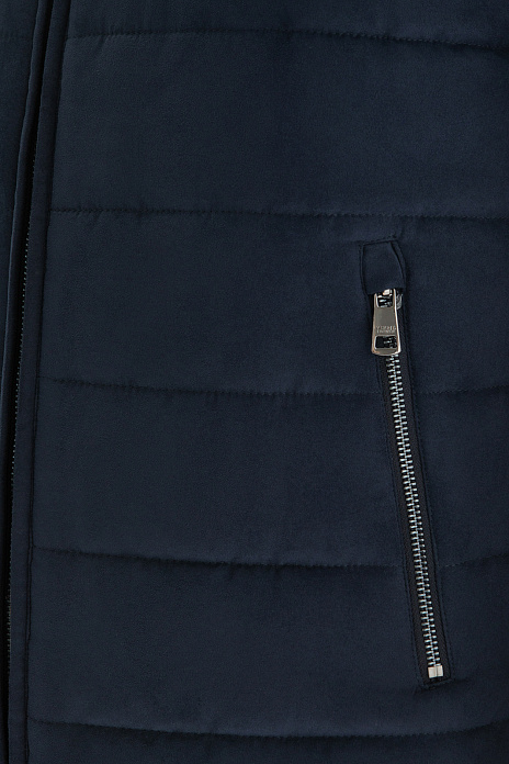 Жилет из алькантары утепленный стеганый демисезонный, цвет Синий темный