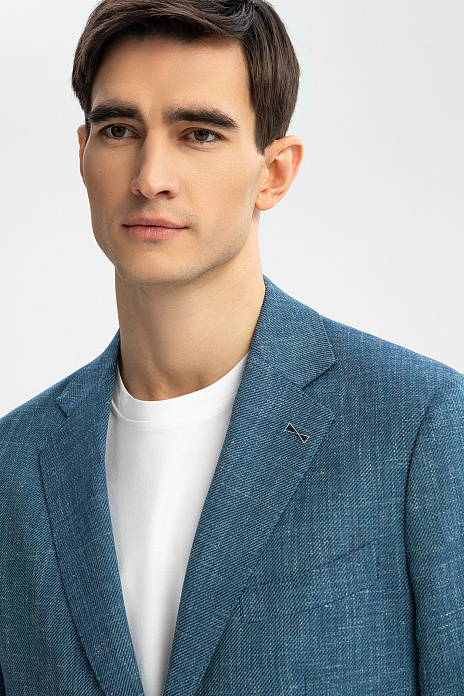 Пиджак из шерсти, льна и шелка, устойчивый к сминанию, цвет Синий