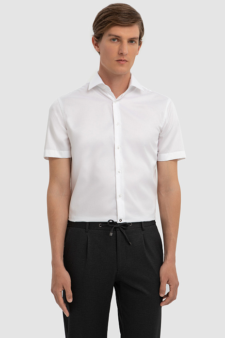Сорочка с коротким рукавом из хлопка, свободный фасон, цвет Белый