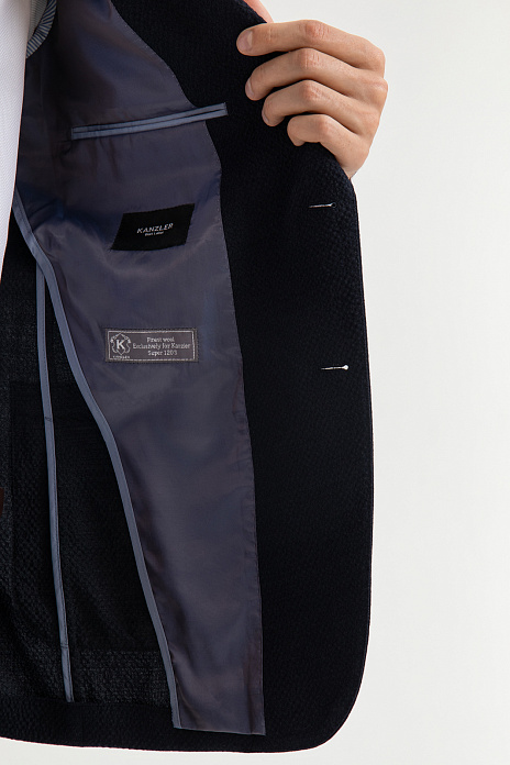 Пиджак из шерсти с водоотталкивающей обработкой, устойчивый к сминанию, цвет Синий темный