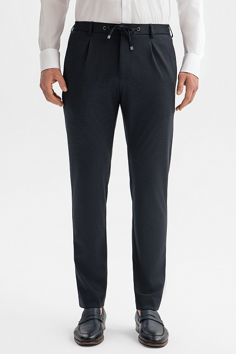 Синие брюки на кулиске из трикотажной ткани, цвет Синий темный