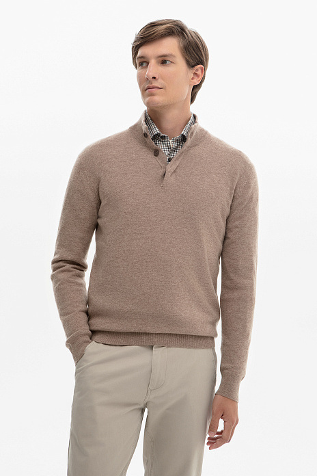 Джемпер из шерсти и кашемира, бежевый цвет, цвет Бежевый темный