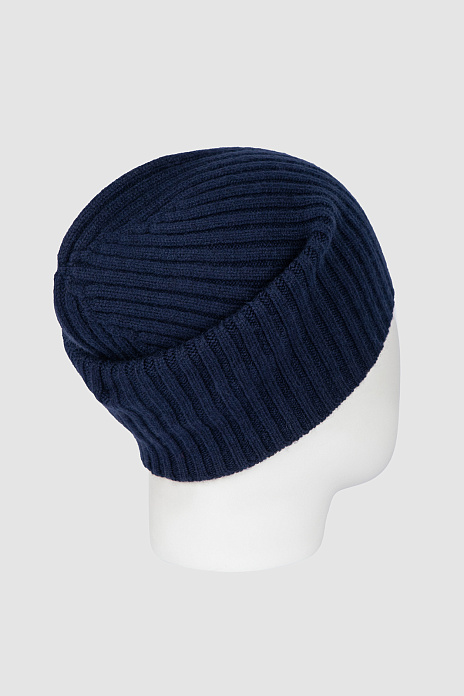 Шапка из шерсти и кашемира синего цвета, цвет Синий