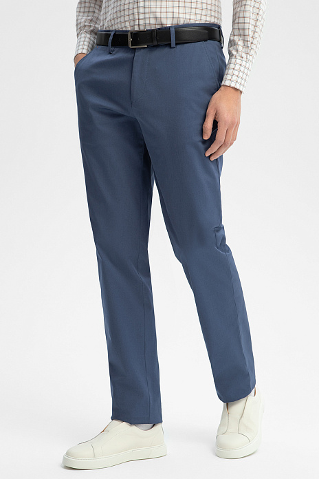 Брюки из хлопка синего цвета, цвет Голубой темный