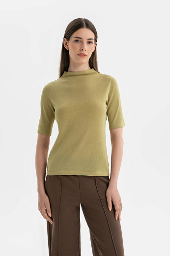 Водолазка из хлопка, шелка и льна