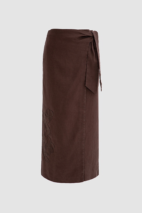 Юбка изо льна, цвет Коричневый