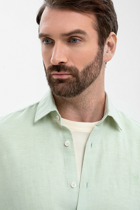 Сорочка из хлопка и льна, цвет Зеленый