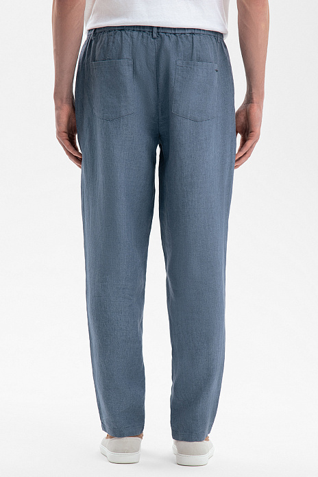 Брюки изо льна, цвет Голубой темный