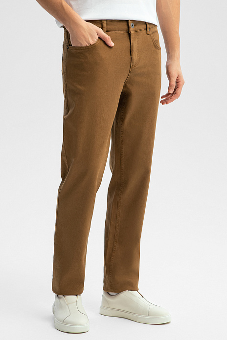 Брюки из хлопка, цвет Коричневый светлый