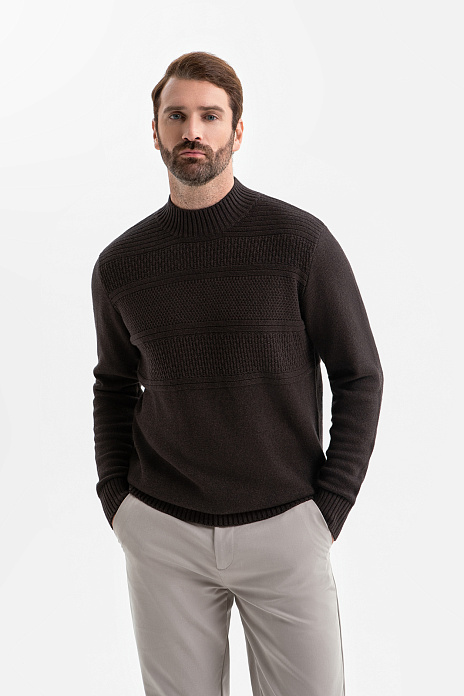 Свитер из хлопка и кашемира, цвет Коричневый темный