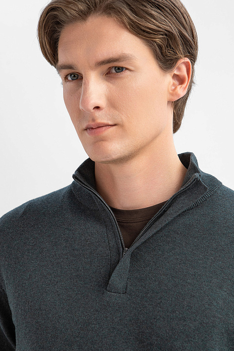 Джемпер из хлопка и кашемира, цвет Зеленый темный