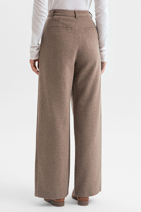 Брюки палаццо из смесовой шерсти, цвет Коричневый светлый