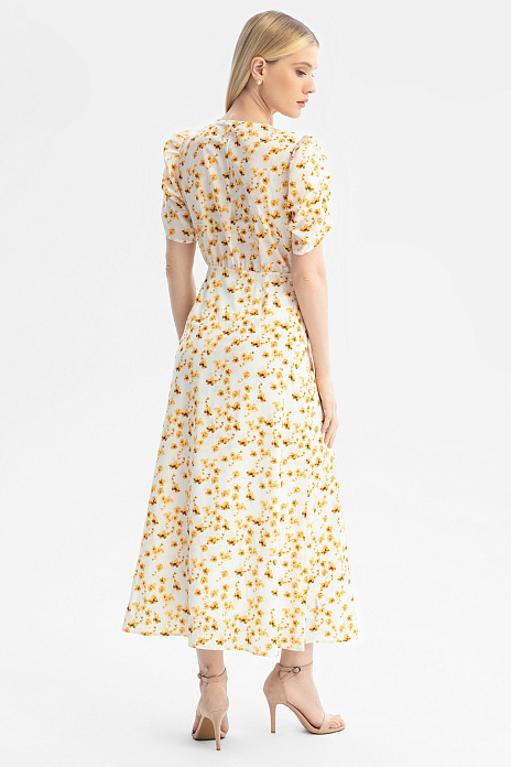 Платье-миди с цветочным узором, цвет Белый