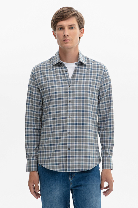 Фланелевая сорочка в клетку, цвет Серый