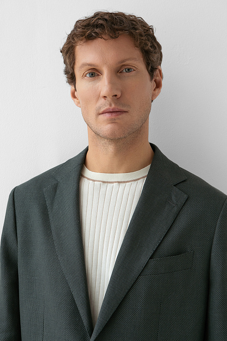 Пиджак изо льна и шерсти, цвет Синий темный